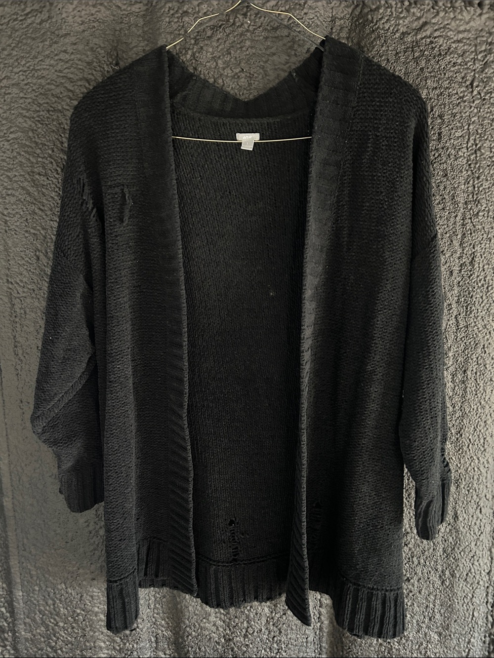 aerie Black Open-Front Knit Cardigan